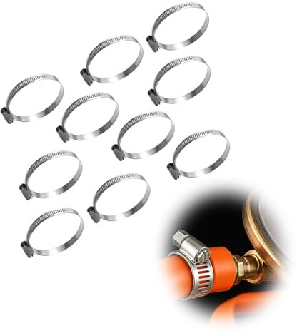 tiyiyok Fascette Stringitubo Inox, Fascette Metalliche, 10 Pezzi, 25-40 mm, Adatto per Piscina, Lavatrice, Bagno, Cucina, Giardino, Fascetta Stringitubo per Impianto Idraulico