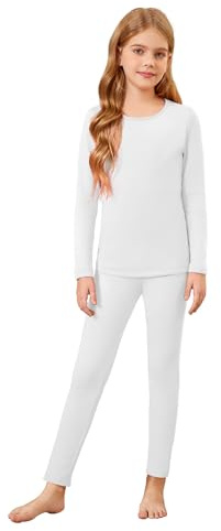 Arshiner Thermounterwäsche Mädchen Schlafanzüge Kinder Warm Winter Pyjama-Set Thermo Oberteil und Leggings 5-12 Jahre