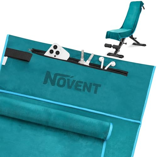 Fitness Handtuch 2 Stück | 120x50cm Anti-Rutsch Sporthandtuch mit Reißverschlusstasche - 80x40cm Kleine Handtücher | Gym Handtuch Fitnessstudio aus Mikrofaser für Sport, Training (Marineblau/Blau)