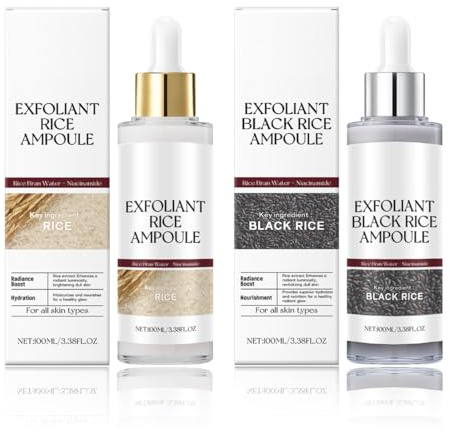 XPEX 2Pcs Ampoule Duo,Exfoliant Au Riz Noir Et Blanc,Ampoule White Rice Pour Le Visage Et Le Corps,Élimination Des Points Noirs Hydratants Pour Toutes Les Peaux (Blanc + Noir)