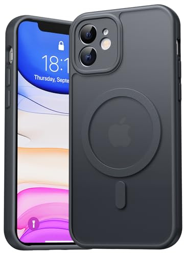 EASDNB für iPhone 11 Hülle für Magsafe mit Kameraschutz, Magnetisch Handyhülle für iPhone 11 Stoßfeste Kratzfeste Durchscheinende Matt Rückseite Schutzhülle für iPhone 11 Case, Schwarz