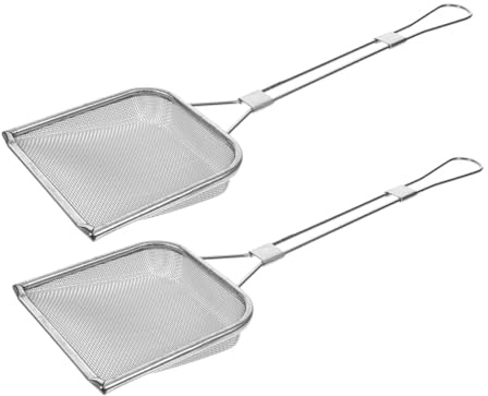 DECOMELODY Espumadera Cuadrada Grande De Acero Inoxidable, Colador De Malla Fina Para Freír, Filtro De Grasa y Residuos, Utensilio Multiusos Para Cocina, Freidora y Restaurante, Juego De 2 Piezas