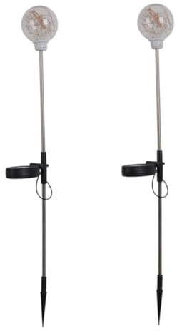 FUNOMOCYA 2 piezas Luces Solares de Jardín Bola Plástica con Estaca Lámparas Impermeables para Exterior Panel Solar Integrado para Césped Caminos y Patio Encendido Automático Nocturno Fácil