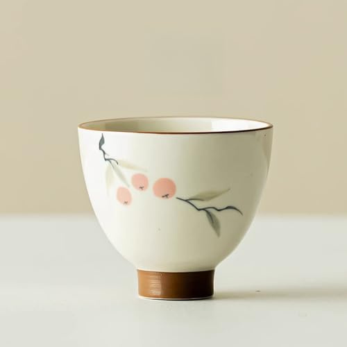 LEEDJUINE Handgefertigte Kaki-Keramik-Teetasse, 75 ml, Kelch, Kungfu-Tee-Set