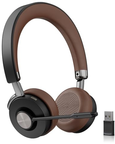 Beebang Kabelloses Headset mit Mikrophone, V5.2 Bluetooth Headset mit USB A Dongle für PC Laptop, Rauschunterdrückungs-Mikrofon, 32h Gesprächszeit, Computer-kopfhörer für Laptop Teams Business