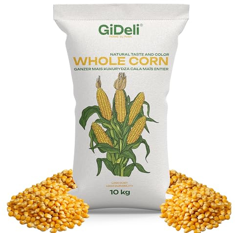 GiDeli Maïs jaune 10 kg – Grains de maïs entiers de qualité alimentaire – Nourriture pour poules, canards, chevaux et pigeons