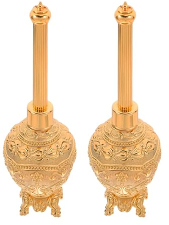 BESPORTBLE Lot de 2 Bouteilles D’Eau Bénite en Verre Transparent et Alliage Doré Petit Format Compact pour Rituels Religieux Baptêmes et Voyages Récipient Vide Pratique pour Église et
