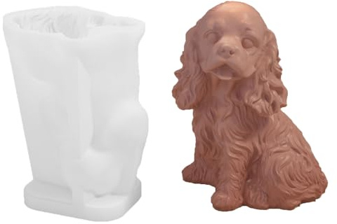 Silikonform hund 3D, epoxiharts form djur, valpar silikonform ljusformar tvålformar, squishies gör själv, gör-det-själv gjutformar för harts betong gips vax tvål (Cocker Spaniel)