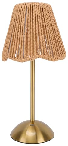 Yosoo Health Gear Lampada da Tavolo in Rattan, LED Ricaricabile con Touch Control, Batteria da 1200 MAh per Camera da Letto e Ufficio