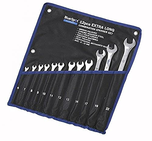 Blue Spot Tools 04124 Extra langer Ringmaulschlüsselsatz, Silber (12-teilig)