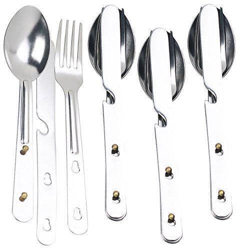 Semptec Urban Survival Technology Camping-Essbestecke: 12-teiliges Edelstahl-Camping-Besteck mit Gabel, Löffel & Messer, (Outdoorbestecke, Outdoor Cutlery, Klappbesteck)