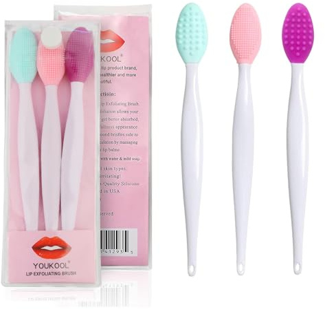 Lip Scrub Brush,Lip Scrubber Exfoliator,Double-Sided Silicone Exfoliating Tool,Gentle Lip Exfoliator Scrubber Brush for Smooth,Soft,Bright,and Healthy Lips(3 PCS)