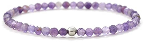 BERGERLIN Naturstein Perlenarmband Damen Herren, facettiert 4mm, Silber | Feines Naturstein Armband Damen 4mm facettiert: 925 Silber, echte Heilsteine – vom deutschen Prüflabor bestätigt.