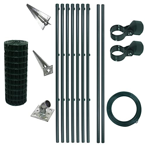 ESTEXO Schweißgitter Gartenzaun Set Komplettset Zaun Gartenzaunset Zaunset Drahtzaun Gitterzaun mit Einschlaghülsen (0,8 x 10 m)