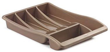 Whitefurze Compact Plastic Kitchen Cutlery Kitchen Drawer Organiser Storage Spoon Knife Fork Utensil Holder, Rose Gold