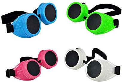 HUI JIN Retro Vintage Viktorianische Steampunk-Brille, Schweißbrille, Cyber, Punk, Gothic, zufällige Farbe, 4 Stück