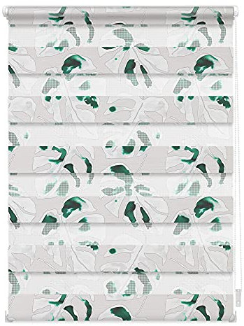 Lichtblick Doppelrollo Klemmfix ohne Bohren mit Motiv, Monstera - Schwarz, Blickdicht, Made in Germany, Klemmträger, Julia Schumacher 80 cm x 150 cm (B x L)