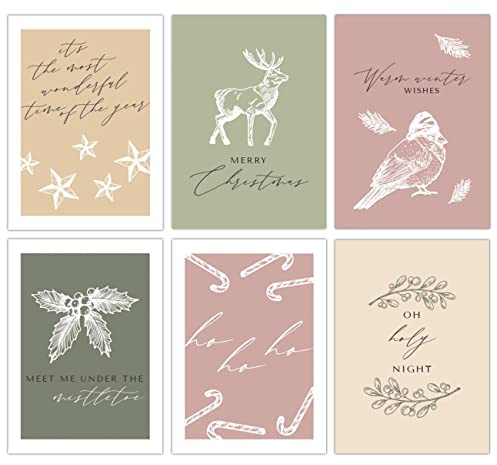 Set de tarjetas de Navidad - 12 postales diseñadas con cariño para la Navidad - impresión artística para enviar, decorar paquetes y coleccionar - tarjeta de felicitación en color pastel - set 23