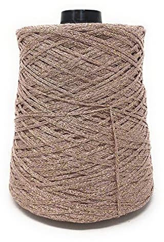 Rocca 500 grammi 850 metri per Lavoro a Maglia e uncinetto Ferri 5-6 Misto Cotone Viscosa Lurex made in italy alta qualità (Rosa Antico Dorato)