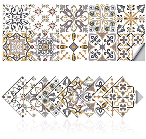 Cendray Adesivi per Piastrelle Mosaico Impermeabile PVC Autoadesivo Decorazione Adesivi per Piastrelle semplici Stile Marocco,Pareti Adesivi Fai da Te (20,15x15cm)