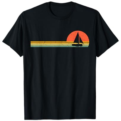 Segelboot Retro Vintage Segeln Katamaran Skipper Segler T-Shirt