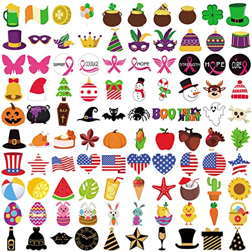 Oudain 100 Pcs Seasonal Letter Board Accessories Icons for Felt Bulletin Graduation Decoration Hawaii Independence Day Board Decoration Letterboard Accessories Holiday Pieces Changeable with Adhesive