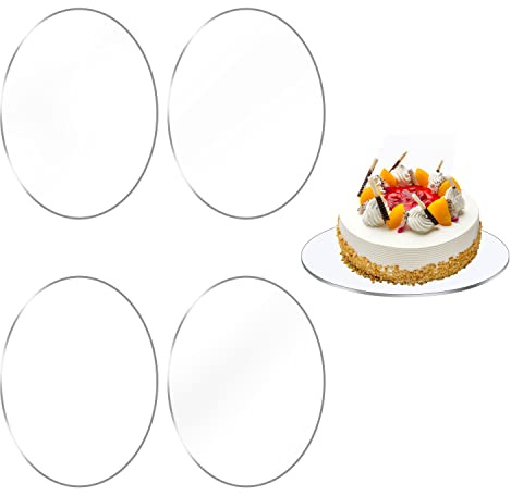 TAIANJI 5PCS Acrylic Cake Sheet, Round Acrylic Cake Panel 11cm, Clear Cake Plates Acrylic Cake Discs Plexiglass Sheet Round Perspex Discs Sheets for DIY Painting Making Non-Stick Buttercream Cake