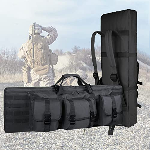 SJASD 90cm Gewehrtasche Gewehrfutteral 2 Langwaffen,Futteral Langwaffen Taktische Gewehrtasche Doppel,Multifunktionale ​Gewehr Weichkoffer Wanderrucksack,für Jagd und Schießen