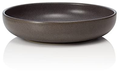 ROCKZZERO 6 Pastateller im Set - Steingut, spülmaschinenfest und temperaturbeständig - Bowls aus umweltfreundlichen Rohstoffen - Dunkelgrau - 22 cm Durchmesser - 5 cm Höhe - 750 ml