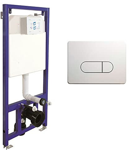 Belvit, Trockenbau Vorwandelement, Montageelement für Wand-WC, integrierter Unterputzspülkasten, geräuscharme Doppelspülung 3/6 L, vormontiert, stabile Stahlrahmenkonstruktion