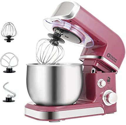 Kitchen in the box Stand Mixer,3.2Qt Small Electric Food Mixer,6 Speeds Portable Lightweight Kitchen Mixer for Daily Use with Egg Whisk,Dough Hook,Flat Beater (Purplish-red)