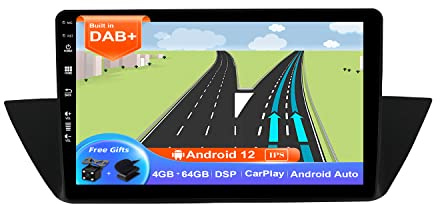 JOYX Android 12 IPS bilradio – [Inbyggd DAB] – passar BMW X1 E84 (2009–2015) – trådlös Carplay/Android Auto – 4G + 64G – LED-kamera + MIC – 10,1 tum 2 Din – SWC DSP WiFi Fast Boot 360-kamera BT