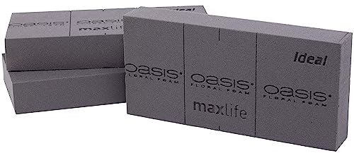 3x Original OASIS® BLACK IDEAL maxlife Steckschaum für längere Haltbarkeit bei Frischblumen - 23 x 11 x 3,6 cm - Steckmasse Blumen schwarz - Nasssteckschaum Hochzeit Geburtstag Kirche Ziegelform