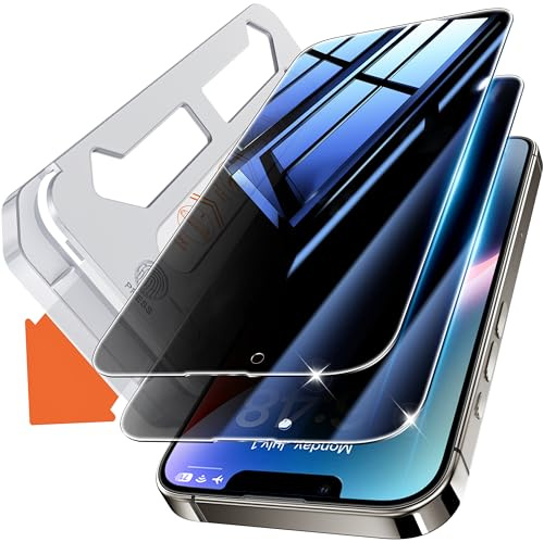 Tentoki Sichtschutz für Panzerglas iPhone 13/13 Pro/14/16e 6,1 Zoll, kompatibel mit Face ID, 25° Anti-Spionage Premium 9H Schutzglas Glas [Ultra-Privatsphäre] [Auto Dust-Elimination] [HD klar] 2 Stück | 25° Anti-Spy Schutzfolie, Unterstützt Face ID, 9H Härte, Stoßfest Kratzfest Blasenfreie, Auto Dust-Elimination, 6,1 Zoll