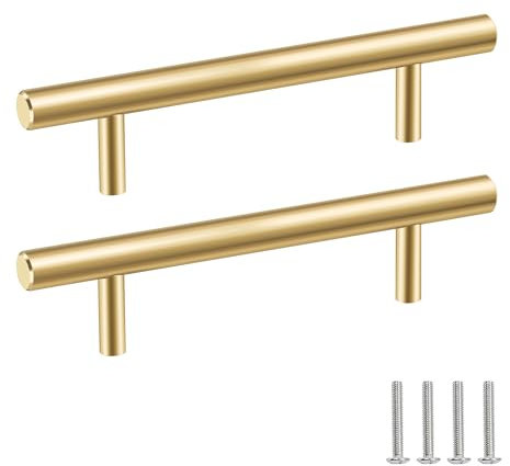 SSYR&P 4 stycken möbelhandtag, massiv aluminium från rymden, hålavstånd på 96 mm, total längd på 150 mm. Lämplig för skåphandtag, lådhandtag och garderobshandtag. Guld