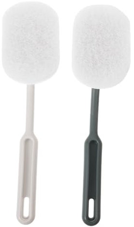 HAKIDZEL 2pcs Toilet Brush and Bathtub Floor Cleaning Brush Set Replaceable Heads Hanging Bathroom for Closestool and Wall Surfaces Grey and White