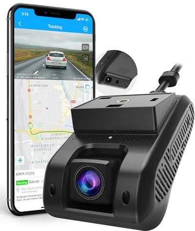 ADAS Dashcam Voiture WiFi 4G Avant et Intérieur Camera Embarquée Voiture, Moniteur à Distance, Dash Cam avec GPS, Enregistrement en Boucle, Vision Nocturne, Capteur G, SOS - JC261P