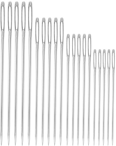 20 Stück Nähnadeln mit Großem Öhr, Nähnadeln, 4 Größen 60,75,89,100mm/2.3”,3”,3.5”,4” Stopfnadeln mit Großem Öhr, Sticknadeln, Stopfnadel zum Handnähen, Nähnadeln Set für Nähen, Sticken, Stopfen