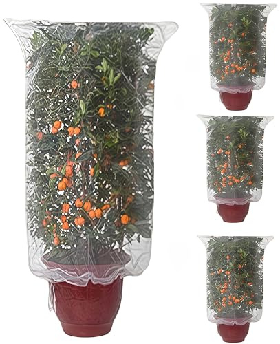 Garden Mesh Netting for Plants, Insect Bird Barrier Netting Mesh with Drawstring, 80x80cm Garden Bug Plant Cover for Protect Fruit Tree Vegetable Flower 4 PCS Loopunk