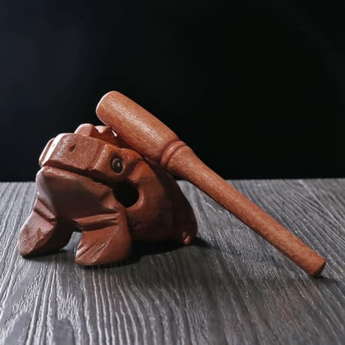 Lahdrhab 1 Piece Frog Tone Block Toys Wood Frog Tone Block Toys Wooden Lucky Frog Toy Carved Croaking Wood Percussion Musical Sound