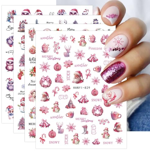 JMEOWIO Nagelsticker Weihnachten 10 Blatt Nail Art Sticker Selbstklebend Nagelaufkleber Schneeflocke Winter Urlaub Süß Dekoration Nageldesign Zubehör