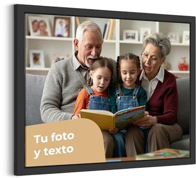 Cimpress Personalisiertes Leinwandbild mit Rahmen, 70 × 50 cm, Foto auf Leinwand selbst gestalten mit Bild und Text, hochwertige Wanddekoration für Zuhause oder Büro, personalisiertes Fotogeschenk