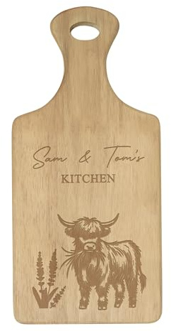 Personalised Highland Cow Paddle Chopping Board New Home Wedding | Couples & Families Gift