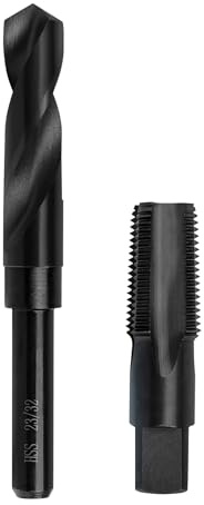 RURITKIT 1/2-14 NPT Pipe Tap and 23/32 drill Set, Carbon Steel Hand Threading Plumbing Tap Set for Plumbers Mechanics DIY Thread cutting tools