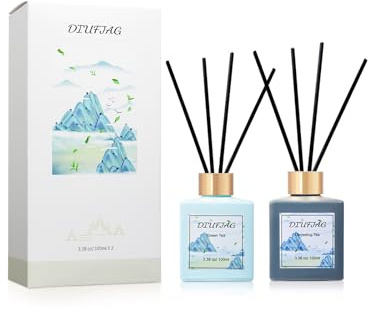 Diffusore di tè Darjeeling con 16 bastoncini in fibra nera, diffusore di profumo da 200 ml, per camera da letto, bagno, soggiorno, durata 90 giorni