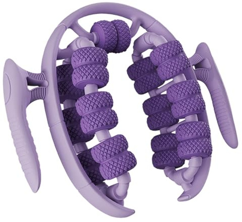 Manuelles Massagegerät für Nacken, Schulter, Beine, Arme, Rücken, Anti-Cellulite, 360°3D, Anti-Cellulite, Tiefenmassage des Beinmuskelgewebes, 26 Räder, Violett