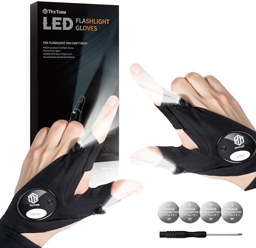 ThxToms Geschenke für Männer, LED Handschuhe mit Licht, Gadgets für Männer | Doppellichtkopf, Geburtstagsgeschenk Lustige Gadgets Geschenke, Weihnachten Handwerker geschenke, für Angeln, Camping