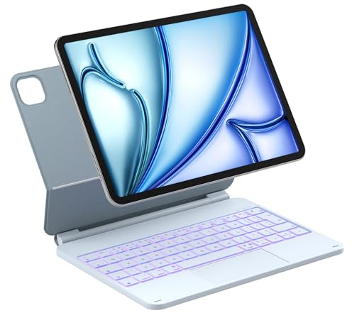 Inateck Magnetic Keyboard Case for iPad Air 11 Inch M4/M3/M2, Air 5/4 Gen 10.9 Inch, Magic Keyboard for iPad Pro 11 4/3/2/1 Gen, Floating Cantilever Stand, 7-Color Backlight, with Trackpad, Blue