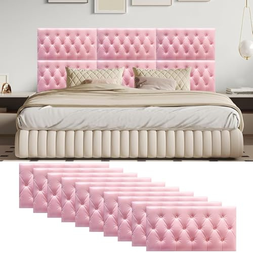 Peel and Stick Upholstered Headboard, 3D Anti-Collision Wall Padding, Self-Adhesive Padded Wall Panels for Bedroom Living Room Playroom (23.6X11.8in/60x30cm 10PCS)