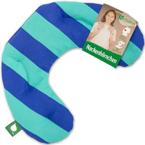 HERBALIND Kirschkernkissen Nackenhörnchen 30x40 cm STRIP– 700gr Kirschkern, 100% Baumwolle – Natürliches Wärmekissen Mikrowelle & Backofen – Handmade in Germany